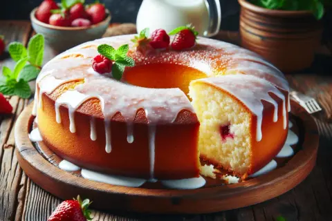 Gâteau moelleux glacé, garni de fruits rouges, un délice inspiré du dessert Bourgogne.
