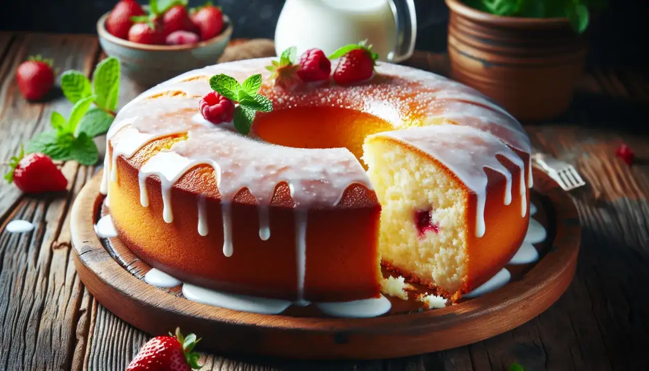 Gâteau moelleux glacé, garni de fruits rouges, un délice inspiré du dessert Bourgogne.